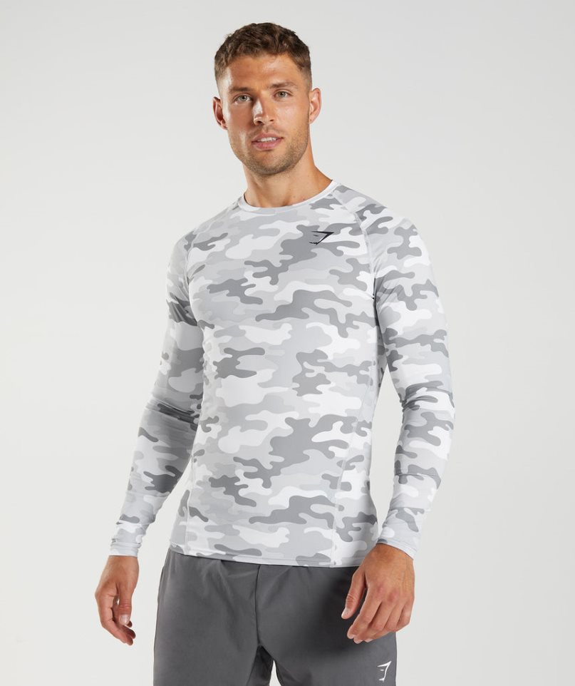 Koszulki Gymshark Element Baselayer Long Sleeve Top Męskie Camo | PL 436HQW